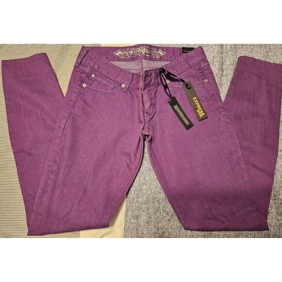 Express Women's Zelda Slim Fit Ultra Low Rise Purple Jean Legging Size 6 NWT - Picture 8 of 13